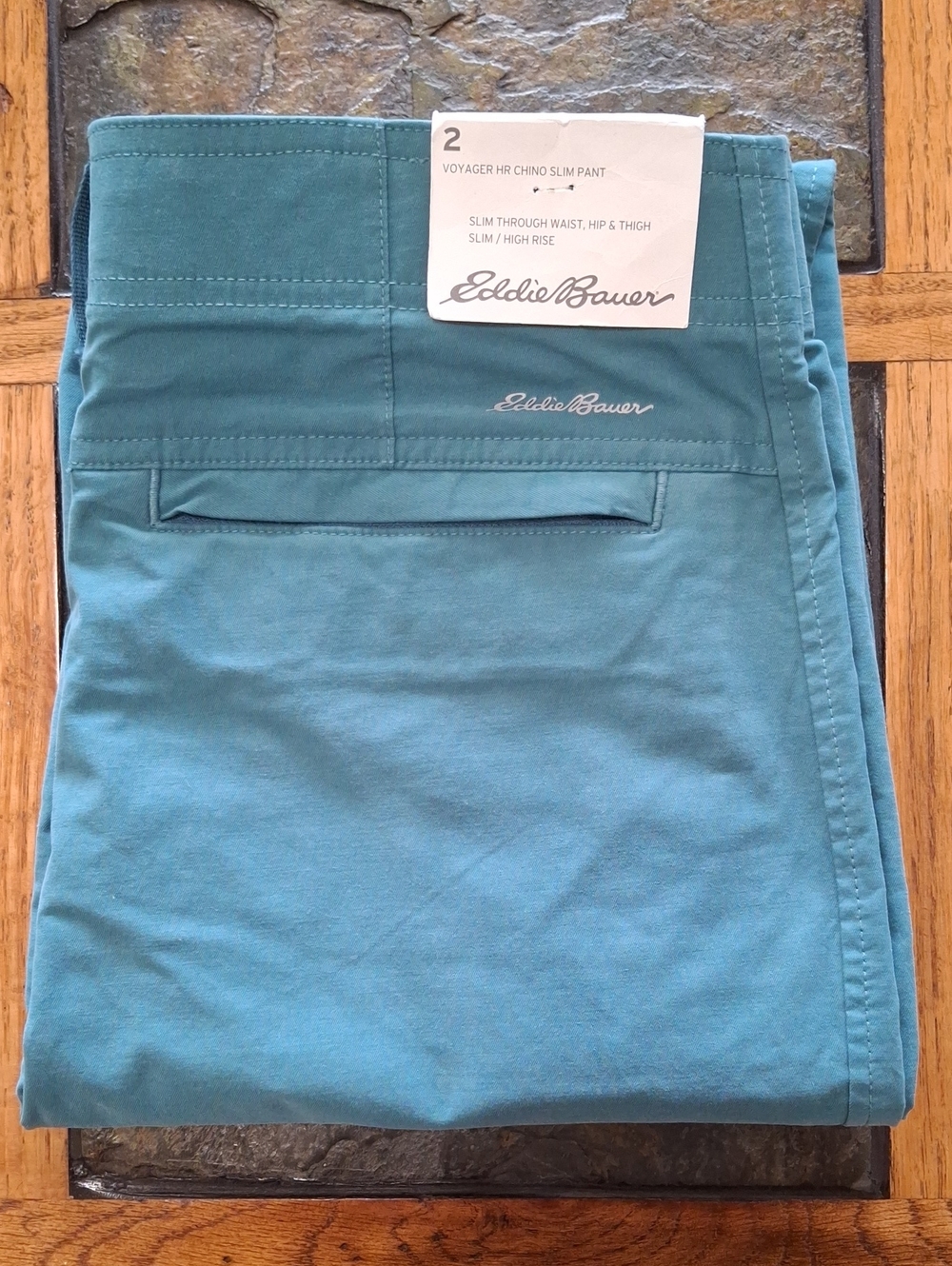 Eddie Bauer Teal Slim Voyager Chino Pant